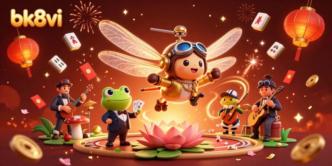 Engage in an exciting bk8vi casino adventure with vibrant characters in a dynamic scene.