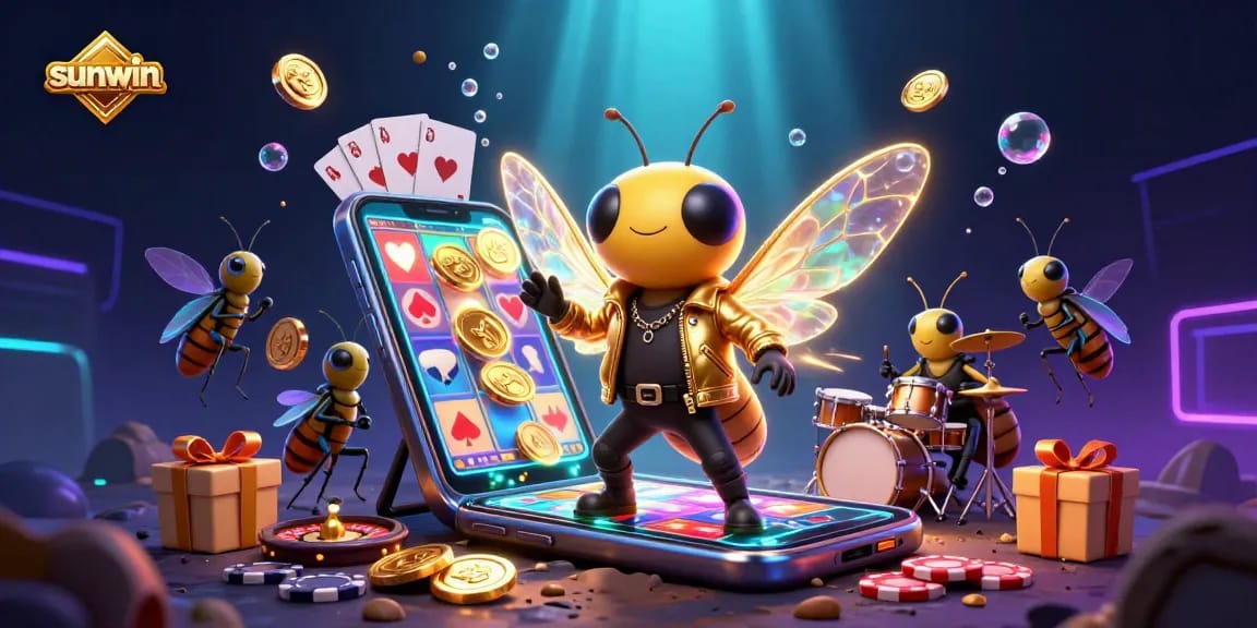 Experience fun with sunwin's spectacular 3D casino artwork featuring animated rock stars and slot game thrills.