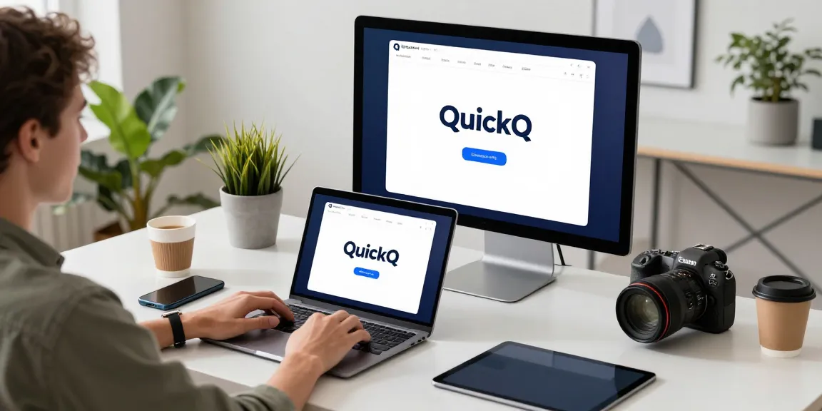 快速可靠的quickq下载界面，多设备协同使用的现代办公室场景