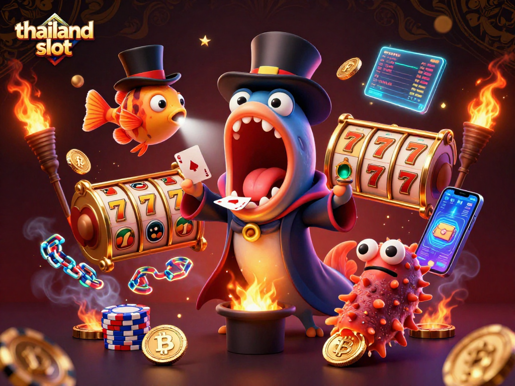 Try your luck with thailand slot games in this vibrant underwater casino scene.