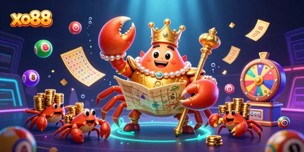 Experience thrilling chances with xo88's engaging gaming scene featuring vibrant prizes and dynamic characters.