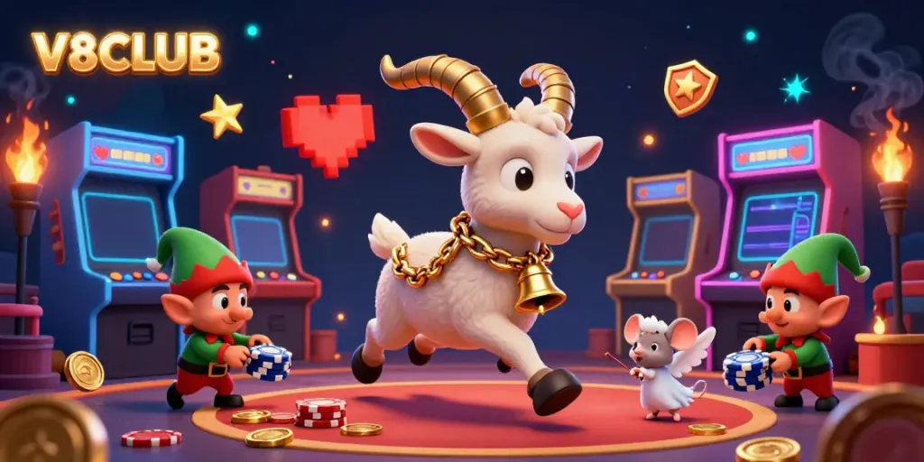 Experience V8CLUB's exciting holiday-horror casino world filled with festive Krampus and playful gremlins.
