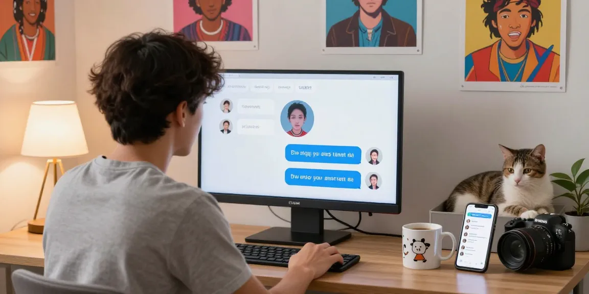 Engaging in nsfw ai chat in a cozy digital environment with a chatbot on screen.