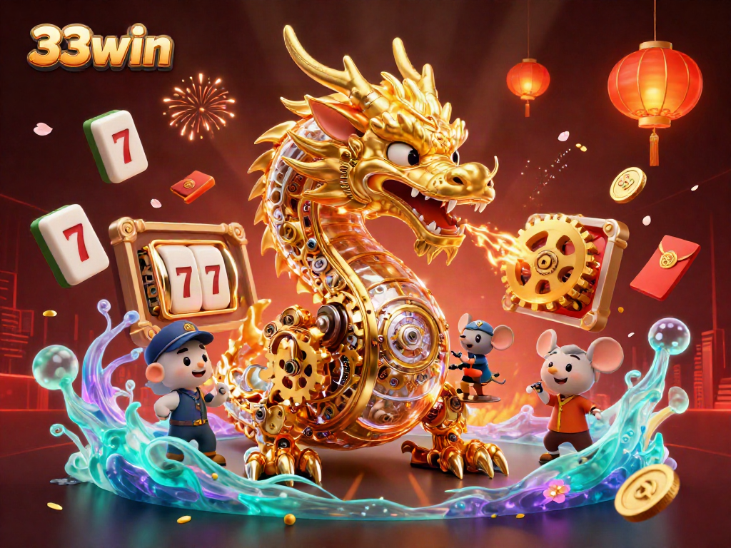 Experience thrilling gameplay at 33win with our animated casino scene featuring vibrant elements.
