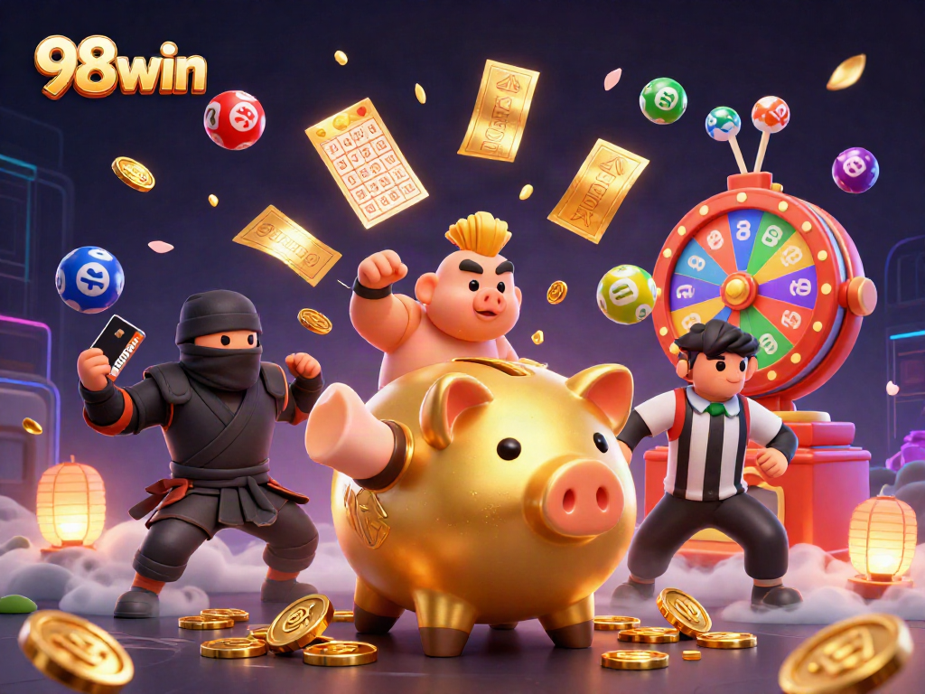 Engage in thrilling gameplay at 98win with vibrant characters and dynamic casino elements.