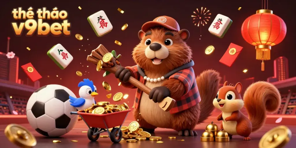 Experience sports betting excitement with thể thao v9bet in this vibrant 3D illustration.