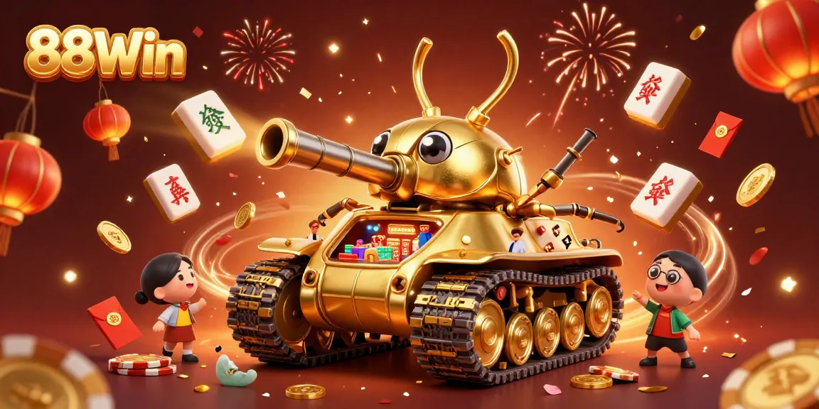 Experience thrilling gameplay with 88Win, where a golden beetle tank reveals a charming miniature casino.