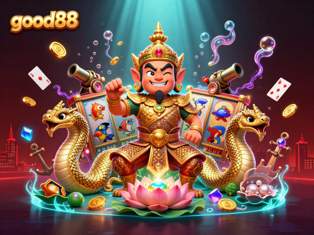 Experience the excitement of good88's exciting slots with golden treasures and vibrant casino action.