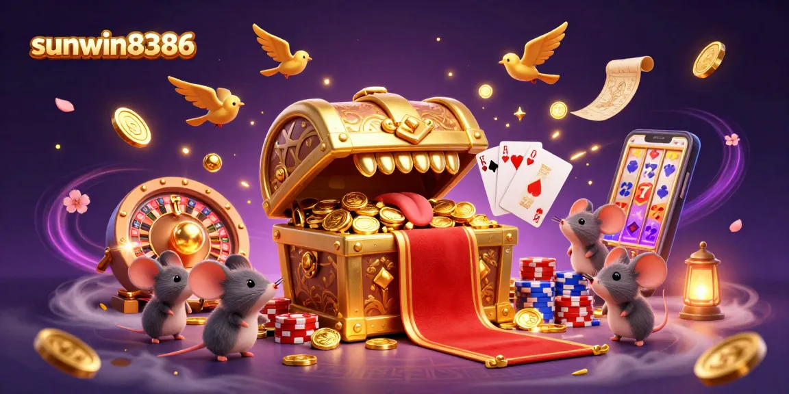 Experience the magic of sunwin8386 with adventurer mice tempted by riches and dynamic casino elements.