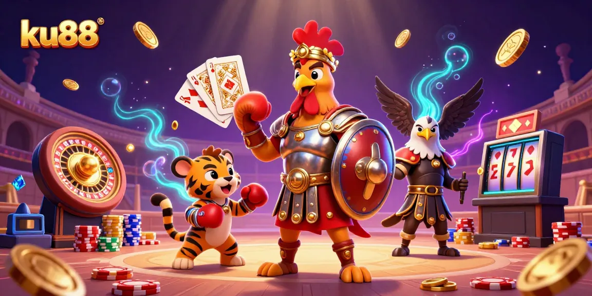 Experience thrilling gameplay with ku88's dynamic online casino scene showcasing vibrant characters and game elements.
