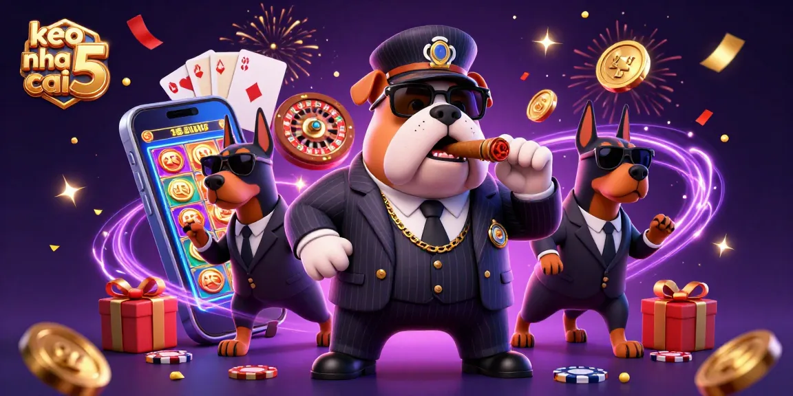 Engage with keo nha cai 5 featuring a lively 3D mafia scene full of action and casino elements.