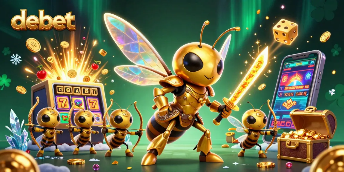 Engage with debet's thrilling gameplay featuring a golden hornet samurai and dynamic casino elements.