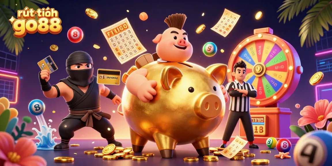 Experience seamless rút tiền go88 with vibrant casino elements in a dynamic 3D illustration.