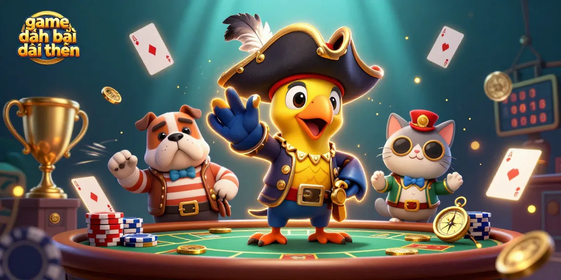 Win big with game đánh bài đổi thưởng as characters engage at a lively poker scene.