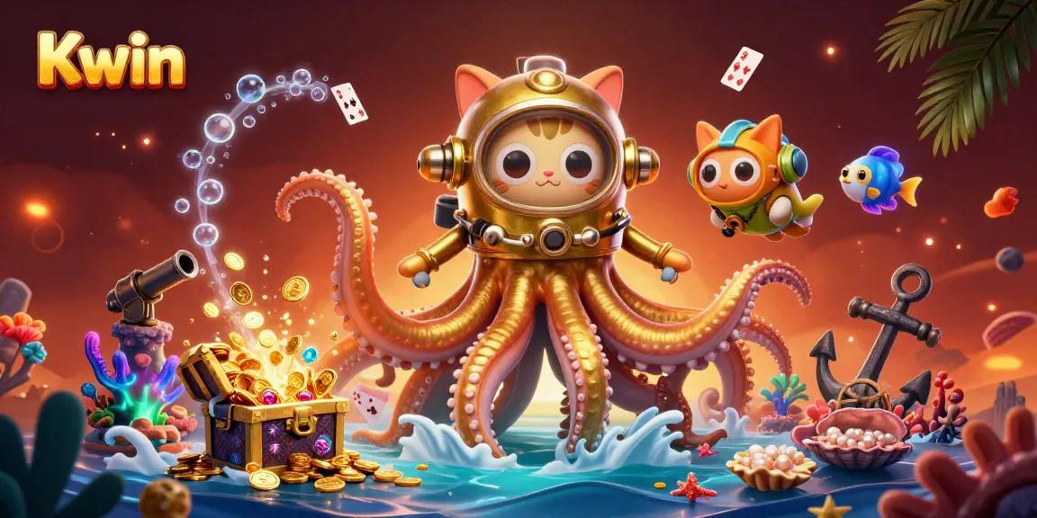 Kwin offers thrilling gameplay with a colossal kraken, a diving cat, and dazzling underwater treasures.