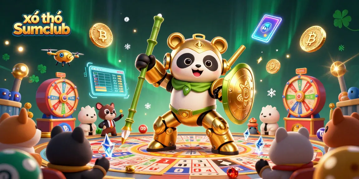 Experience the thrill of xổ số Sumclub with dynamic lottery elements in an exciting 3D illustration.