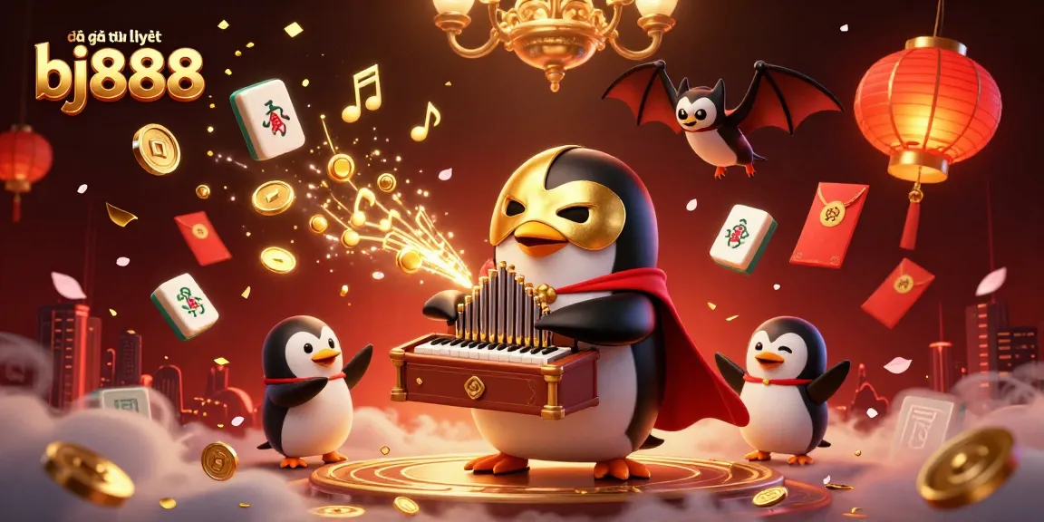 Experience the thrilling world of đá gà trực tiếp bj888 with a vibrant, lively casino scene featuring dynamic characters and elements.
