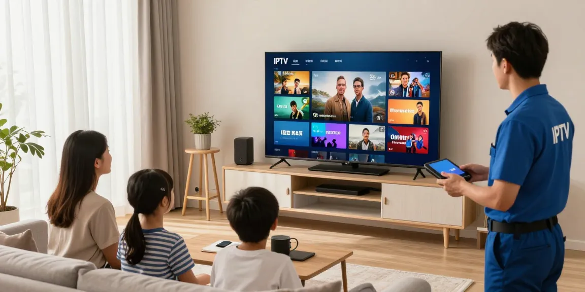 Customer enjoying trusted IPTV services from a professional contractor in a local setting.