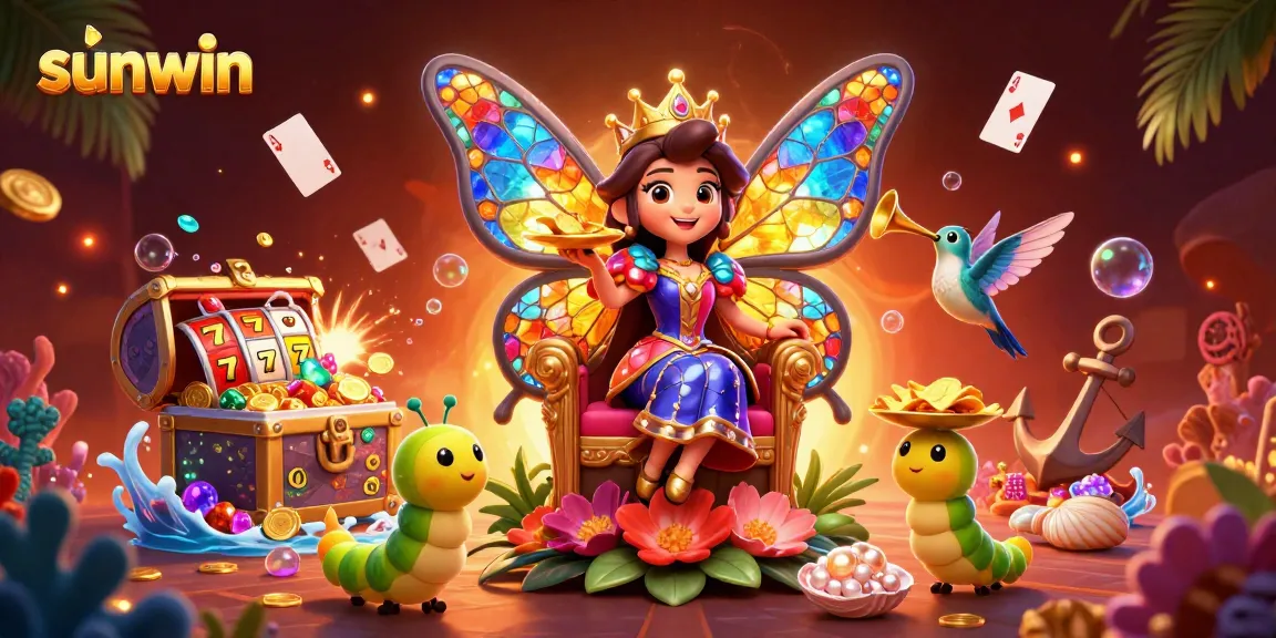 Experience thrilling wins with sunwin as a colorful butterfly queen leads players to jackpot treasures.
