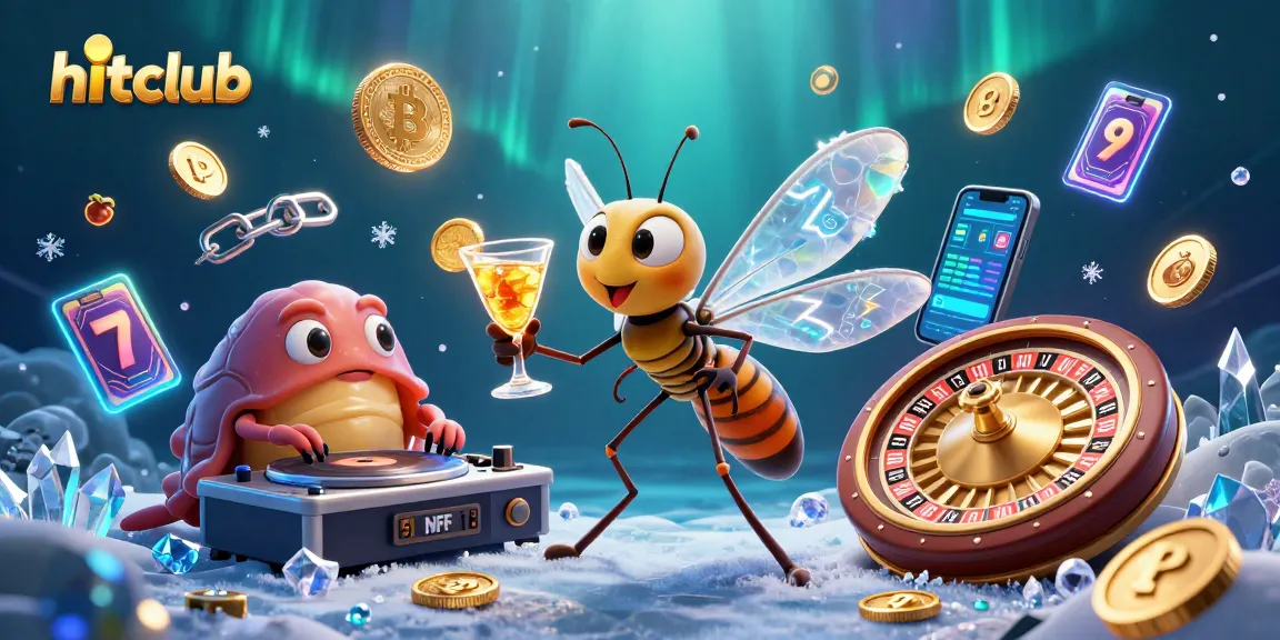 Spin to win with hitclub, featuring a casino mascot, DJ, and roulette in a vibrant digital scene.
